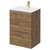 Napoli Tobacco Oak 600mm Floor Standing Vanity Unit with 1 Tap Hole Minimalist Basin and 2 Drawers with Brushed Brass Handles Right Hand View