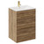 Napoli Tobacco Oak 600mm Floor Standing Vanity Unit with 1 Tap Hole Minimalist Basin and 2 Drawers with Brushed Brass Handles Left Hand View