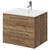 Napoli Tobacco Oak 600mm Wall Mounted Vanity Unit with 1 Tap Hole Minimalist Basin and 2 Drawers with Chrome Handles Right Hand View