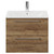 Napoli Tobacco Oak 600mm Wall Mounted Vanity Unit with 1 Tap Hole Minimalist Basin and 2 Drawers with Chrome Handles View from Front