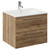 Napoli Tobacco Oak 600mm Wall Mounted Vanity Unit with 1 Tap Hole Minimalist Basin and 2 Drawers with Chrome Handles Left Hand View