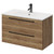 Napoli Tobacco Oak 800mm Wall Mounted Vanity Unit with 1 Tap Hole Minimalist Basin and 2 Drawers with Gunmetal Grey Handles Right Hand View