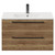 Napoli Tobacco Oak 800mm Wall Mounted Vanity Unit with 1 Tap Hole Minimalist Basin and 2 Drawers with Gunmetal Grey Handles View from Front