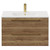 Napoli Tobacco Oak 800mm Wall Mounted Vanity Unit with 1 Tap Hole Minimalist Basin and 2 Drawers with Brushed Brass Handles View from Front