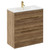 Napoli Tobacco Oak 800mm Floor Standing Vanity Unit with 1 Tap Hole Minimalist Basin and 2 Drawers with Brushed Brass Handles Left Hand View