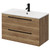 Napoli Tobacco Oak 800mm Wall Mounted Vanity Unit with 1 Tap Hole Minimalist Basin and 2 Drawers with Matt Black Handles Right Hand View