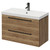 Napoli Tobacco Oak 800mm Wall Mounted Vanity Unit with 1 Tap Hole Slim Edge Basin and 2 Drawers with Gunmetal Grey Handles Right Hand View