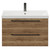Napoli Tobacco Oak 800mm Wall Mounted Vanity Unit with 1 Tap Hole Slim Edge Basin and 2 Drawers with Gunmetal Grey Handles View from Front