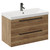 Napoli Tobacco Oak 800mm Wall Mounted Vanity Unit with 1 Tap Hole Slim Edge Basin and 2 Drawers with Gunmetal Grey Handles Left Hand View