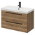 Napoli Tobacco Oak 800mm Wall Mounted Vanity Unit with 1 Tap Hole Slim Edge Basin and 2 Drawers with Matt Black Handles Right Hand View