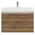Napoli Tobacco Oak 800mm Wall Mounted Vanity Unit with 1 Tap Hole Slim Edge Basin and 2 Drawers with Chrome Handles View from Front