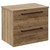 Napoli 390 Tobacco Oak 600mm Wall Mounted Vanity Unit for Countertop Basins with 2 Drawers and Matt Black Handles Left Hand View