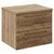 Napoli Tobacco Oak 600mm Wall Mounted Vanity Unit for Countertop Basins with 2 Drawers and Brushed Brass Handles Left Hand View