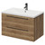 Napoli Tobacco Oak 800mm Wall Mounted Vanity Unit with 1 Tap Hole Glide Basin and 2 Drawers with Gunmetal Grey Handles Right Hand View
