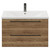 Napoli Tobacco Oak 800mm Wall Mounted Vanity Unit with 1 Tap Hole Glide Basin and 2 Drawers with Gunmetal Grey Handles View from Front