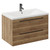 Napoli Tobacco Oak 800mm Wall Mounted Vanity Unit with 1 Tap Hole Glide Basin and 2 Drawers with Gunmetal Grey Handles Left Hand View