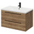 Napoli Tobacco Oak 800mm Wall Mounted Vanity Unit with 1 Tap Hole Glide Basin and 2 Drawers with Matt Black Handles Right Hand View Napoli Tobacco Oak 800mm Wall Mounted Vanity Unit with 1 Tap Hole Glide Basin and 2 Drawers with Matt Black Handles Right Hand View
