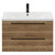Napoli Tobacco Oak 800mm Wall Mounted Vanity Unit with 1 Tap Hole Glide Basin and 2 Drawers with Matt Black Handles View from Front Napoli Tobacco Oak 800mm Wall Mounted Vanity Unit with 1 Tap Hole Glide Basin and 2 Drawers with Matt Black Handles View from Front