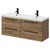 Napoli Tobacco Oak 1200mm Wall Mounted Vanity Unit with Ceramic Double Basin and 4 Drawers with Matt Black Handles Right Hand View