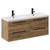 Napoli Tobacco Oak 1200mm Wall Mounted Vanity Unit with Ceramic Double Basin and 4 Drawers with Matt Black Handles Left Hand View