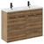 Napoli Tobacco Oak 1200mm Floor Standing Vanity Unit with Ceramic Double Basin and 4 Doors with Matt Black Handles Left Hand View