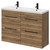 Napoli Tobacco Oak 1200mm Floor Standing Vanity Unit with Ceramic Double Basin and 4 Drawers with Matt Black Handles Right Hand View