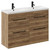 Napoli Tobacco Oak 1200mm Floor Standing Vanity Unit with Ceramic Double Basin and 4 Drawers with Matt Black Handles Left Hand View