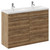 Napoli Tobacco Oak 1200mm Floor Standing Vanity Unit with Ceramic Double Basin and 4 Doors with Chrome Handles Left Hand View