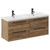 Napoli Tobacco Oak 1200mm Wall Mounted Vanity Unit with Polymarble Double Basin and 4 Drawers with Gunmetal Grey Handles Left Hand View