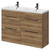 Napoli Tobacco Oak 1200mm Floor Standing Vanity Unit with Polymarble Double Basin and 4 Drawers with Gunmetal Grey Handles Right Hand View
