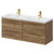 Napoli Tobacco Oak 1200mm Wall Mounted Vanity Unit with Polymarble Double Basin and 4 Drawers with Brushed Brass Handles Right Hand View