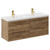 Napoli Tobacco Oak 1200mm Wall Mounted Vanity Unit with Polymarble Double Basin and 4 Drawers with Brushed Brass Handles Left Hand View