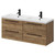 Napoli Tobacco Oak 1200mm Wall Mounted Vanity Unit with Polymarble Double Basin and 4 Drawers with Matt Black Handles Right Hand View
