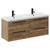 Napoli Tobacco Oak 1200mm Wall Mounted Vanity Unit with Polymarble Double Basin and 4 Drawers with Matt Black Handles Left Hand View