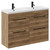 Napoli Tobacco Oak 1200mm Floor Standing Vanity Unit with Polymarble Double Basin and 4 Drawers with Matt Black Handles Left Hand View