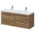 Napoli Tobacco Oak 1200mm Wall Mounted Vanity Unit with Polymarble Double Basin and 4 Drawers with Chrome Handles Right Hand View