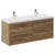 Napoli Tobacco Oak 1200mm Wall Mounted Vanity Unit with Polymarble Double Basin and 4 Drawers with Chrome Handles Left Hand View