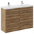 Napoli Tobacco Oak 1200mm Floor Standing Vanity Unit with Polymarble Double Basin and 4 Doors with Chrome Handles Left Hand View