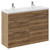 Napoli Tobacco Oak 1200mm Floor Standing Vanity Unit with Polymarble Double Basin and 4 Drawers with Chrome Handles Left Hand View