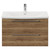 Napoli Tobacco Oak 800mm Wall Mounted Vanity Unit with 1 Tap Hole Curved Basin and 2 Drawers with Chrome Handles View from Front