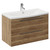 Napoli Tobacco Oak 800mm Wall Mounted Vanity Unit with 1 Tap Hole Curved Basin and 2 Drawers with Chrome Handles Left Hand View