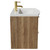 Napoli Tobacco Oak 600mm Wall Mounted Vanity Unit with 1 Tap Hole Curved Basin and 2 Drawers with Brushed Brass Handles View from Side