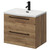 Napoli Tobacco Oak 600mm Wall Mounted Vanity Unit with 1 Tap Hole Curved Basin and 2 Drawers with Matt Black Handles Right Hand View