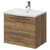 Napoli Tobacco Oak 600mm Wall Mounted Vanity Unit with 1 Tap Hole Curved Basin and 2 Drawers with Chrome Handles Right Hand View