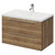 Napoli Tobacco Oak 800mm Wall Mounted Vanity Unit with 1 Tap Hole Glide Basin and 2 Drawers with Chrome Handles Right Hand View