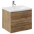Napoli Tobacco Oak 600mm Wall Mounted Vanity Unit with 1 Tap Hole Glide Basin and 2 Drawers with Chrome Handles Left Hand View