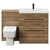 Napoli Tobacco Oak 1300mm Vanity Unit Toilet Suite with 1 Tap Hole Glide Basin and 2 Drawers with Matt Black Handles View from Front