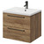 Napoli Tobacco Oak 600mm Wall Mounted Vanity Unit with 1 Tap Hole Glide Basin and 2 Drawers with Gunmetal Grey Handles Right Hand View