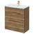 Napoli Tobacco Oak 800mm Floor Standing Vanity Unit with 1 Tap Hole Curved Basin and 2 Drawers with Brushed Brass Handles Right Hand View