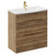 Napoli Tobacco Oak 800mm Floor Standing Vanity Unit with 1 Tap Hole Curved Basin and 2 Drawers with Brushed Brass Handles Left Hand View